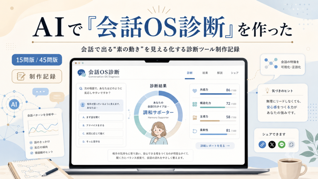 AIで会話OS診断を作った｜15問・45問・英語版・X共有まで整えた制作記録