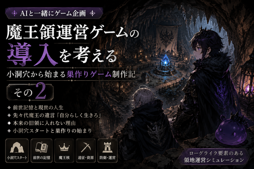 魔王領運営ゲームの導入を考える｜小洞穴から始まる巣作りゲーム制作記その2
