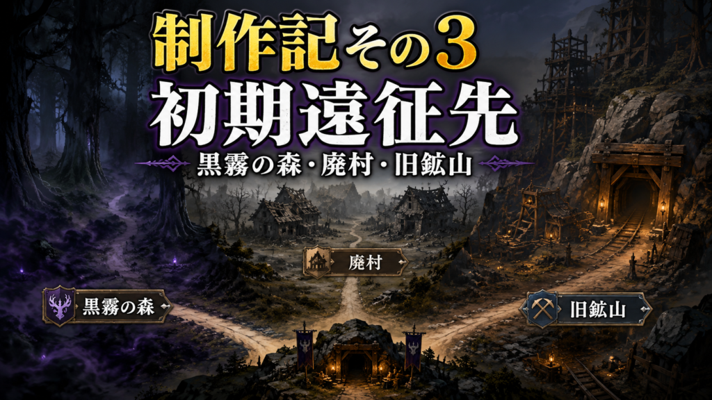魔王領運営ゲームの初期遠征先を考える｜黒霧の森・廃村・旧鉱山 制作記その3