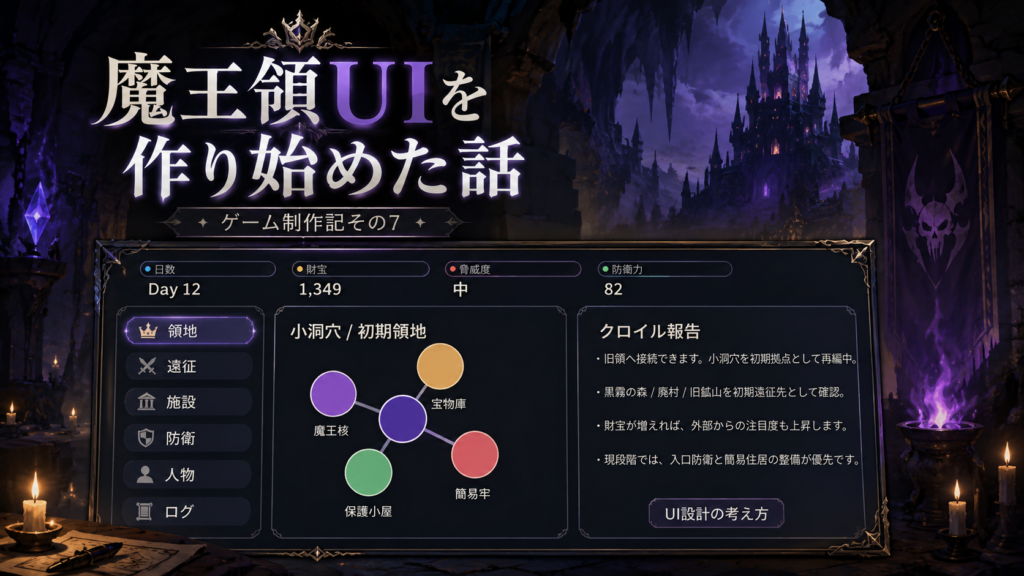 魔王領運営ゲームのUIを作り始めた|画面設計と初期プロトタイプ制作記その7