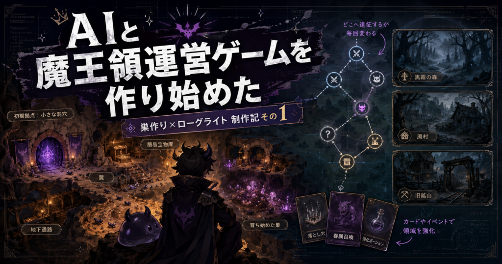 AIと魔王領運営ゲームの企画を作り始めた|巣作り×ローグライト制作記その1