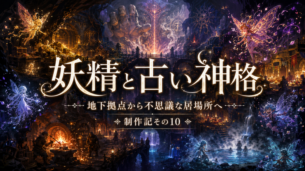 魔王領運営ゲームの妖精と古い神格を考える｜地下拠点から不思議な居場所へ 制作記その10